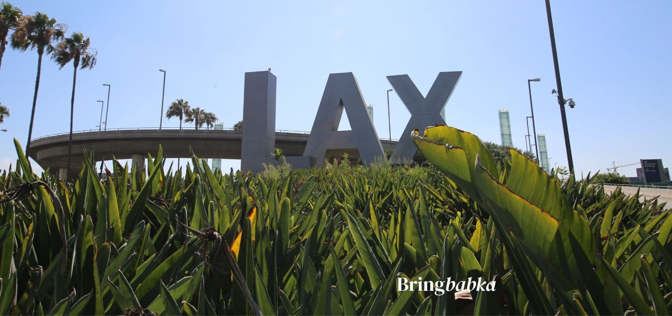 Exterior of a cargo terminal at LAX with aircraft visible in background